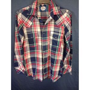 Vintage 70s Prior Streetwear Mens 14.5x33 Western Rodeo Snap‎ Button Shirt Plaid